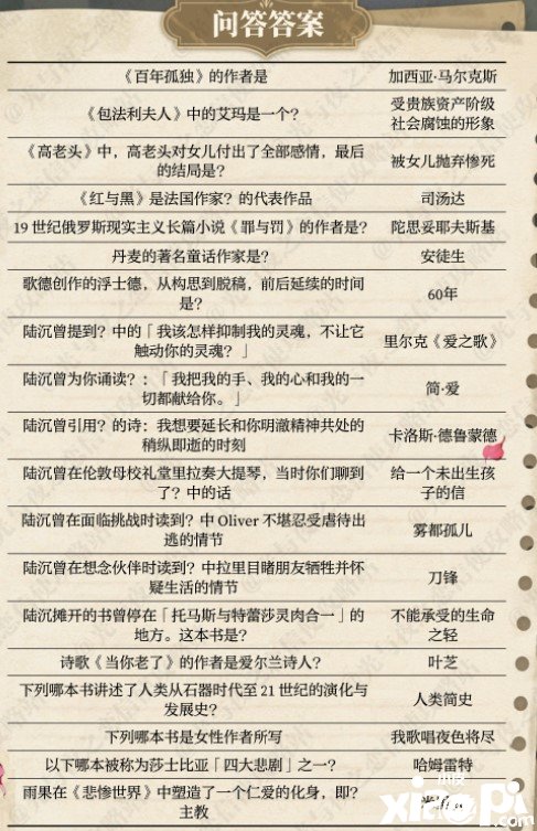 《光與夜之戀》書海文淵謎底是什么？書海文淵謎底一覽